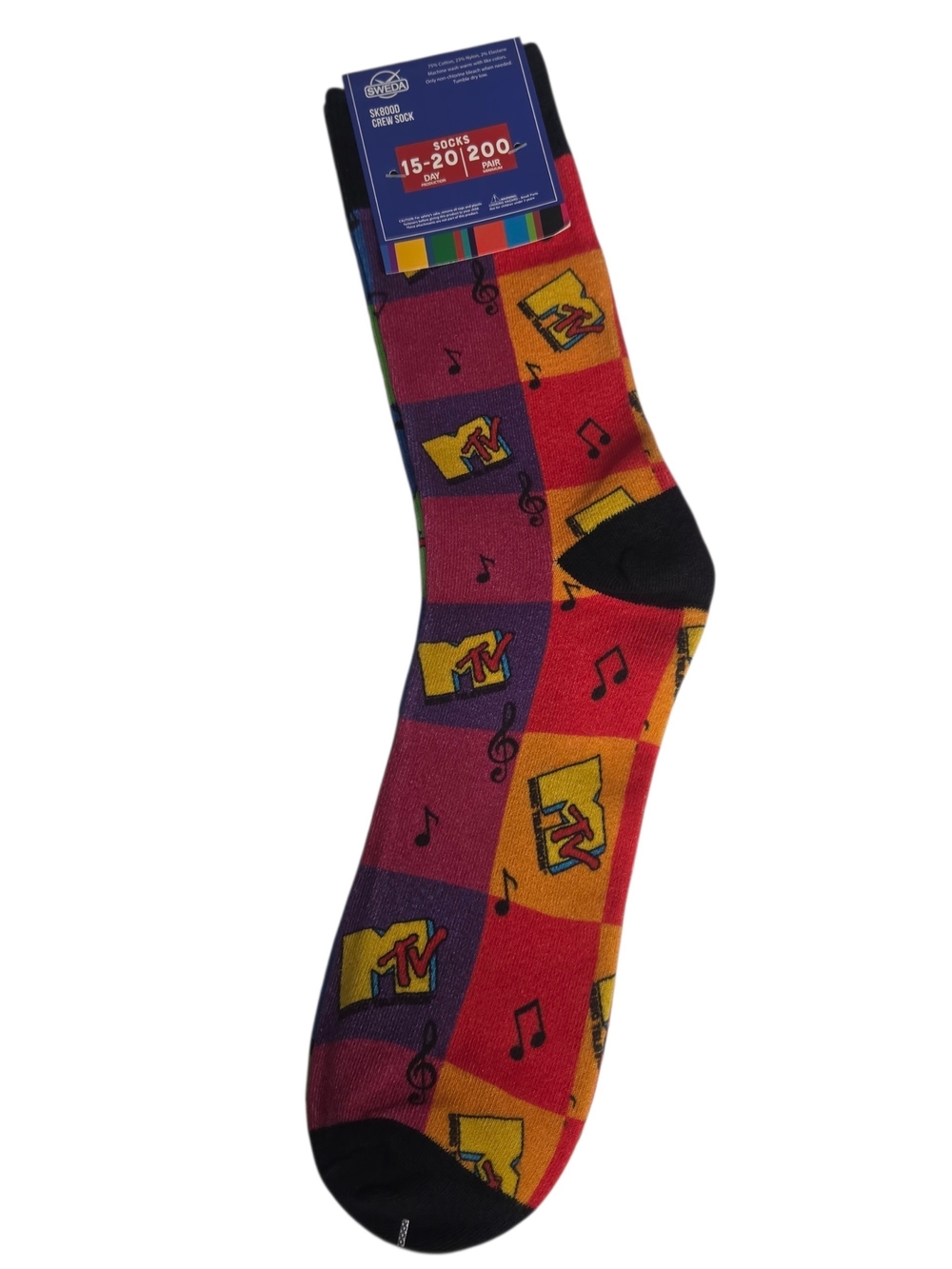 Multicolor Check Pattern Crew Socks - Men's - Picture 2 of 4